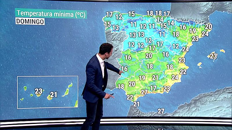 Descenso notable de las temperaturas en el valle del Ebro y Pirineos. Temperaturas significativamente altas en el sudeste peninsular y Baleares - ver ahora
