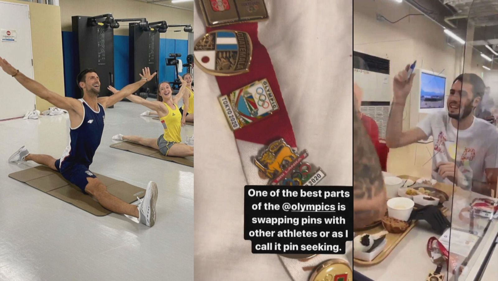 Tokyo 2020 en redes: El gimnasta Djokovic, la mampara-tablero y el coleccionista de pins -- Ver ahora