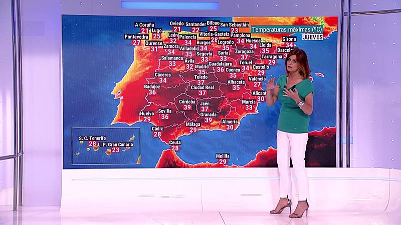 Temperaturas máximas altas en áreas de la meseta Sur y del interior de Andalucía - ver ahora
