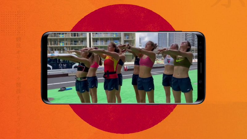 Visto en redes - Ona Carbonell y sus compañeras de natación artística ensayan su coreografía fuera del agua