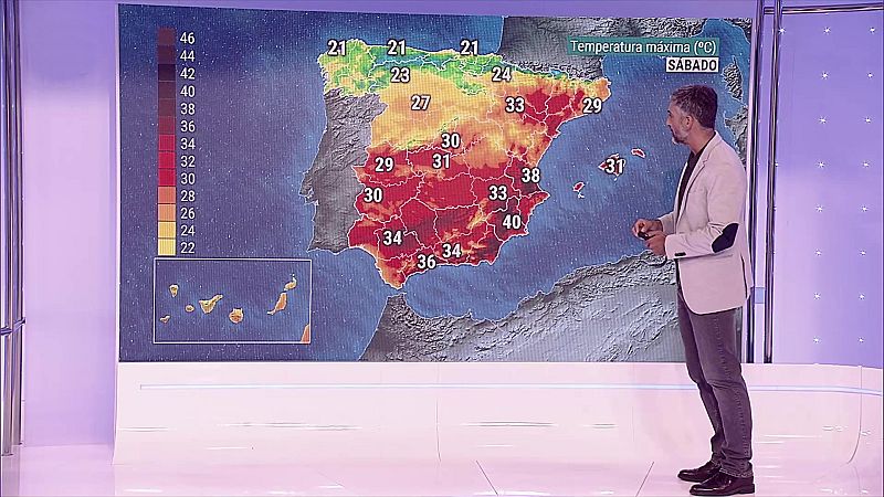 Intervalos de poniente fuerte en el Estrecho y Alborán. Vientos flojos en general en el resto de la Península y en Baleares. Alisios en Canarias - ver ahora