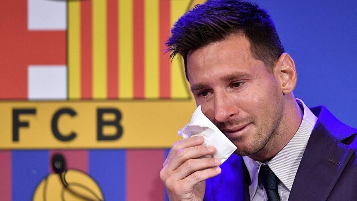 Fútbol - Rueda de prensa de Leo Messi para explicar su adiós al Barça