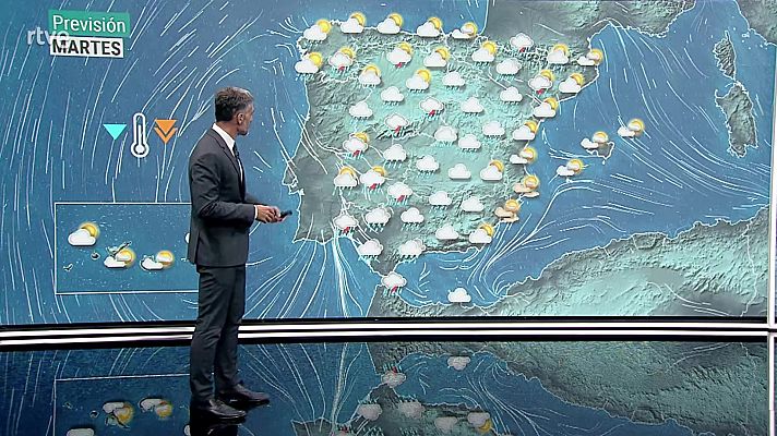 El tiempo - Chubascos y tormentas localmente fuertes o persistentes en zonas del noroeste peninsular, oeste del sistema Central y entorno de Pirineos