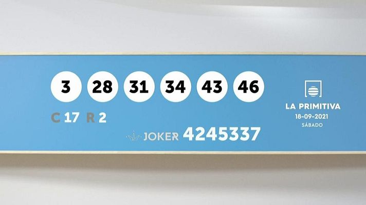 SELAE - Sorteo de la Lotería Primitiva y Joker del 18/09/2021