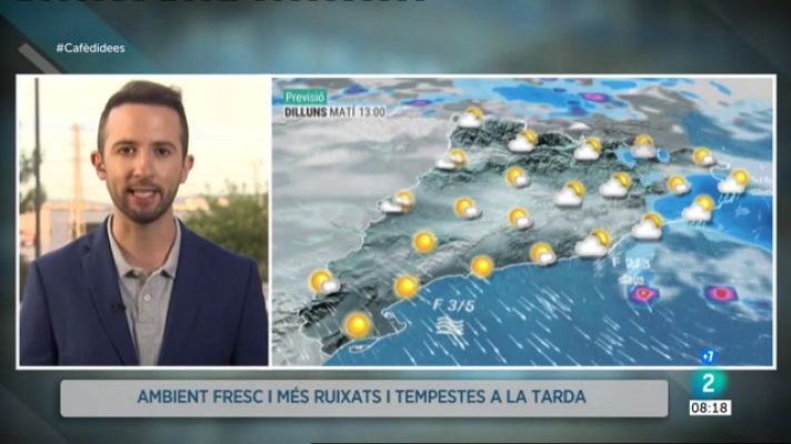 El temps - Més fresca, ruixats i tronades de tarda i ventades
