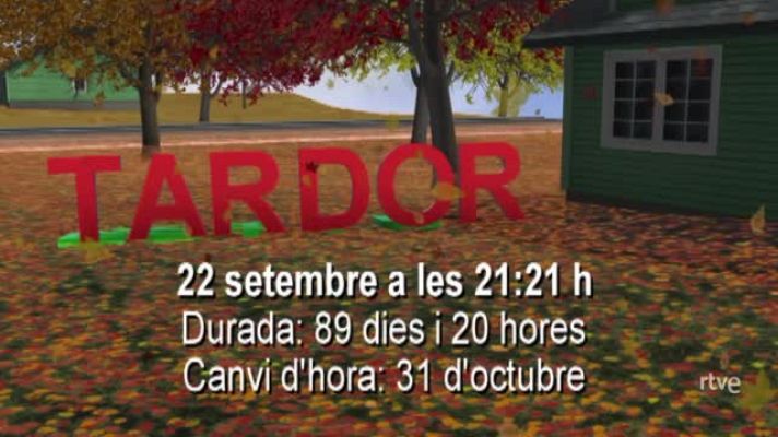  - La tardor arriba aquest 22 de setembre a les 21:21 hores i durarà 89 dies i 20 hores. Veurem un eclipsi parcial de Lluna, tres pluges d'estels, sis planetes i tindrem un canvi d¿hora