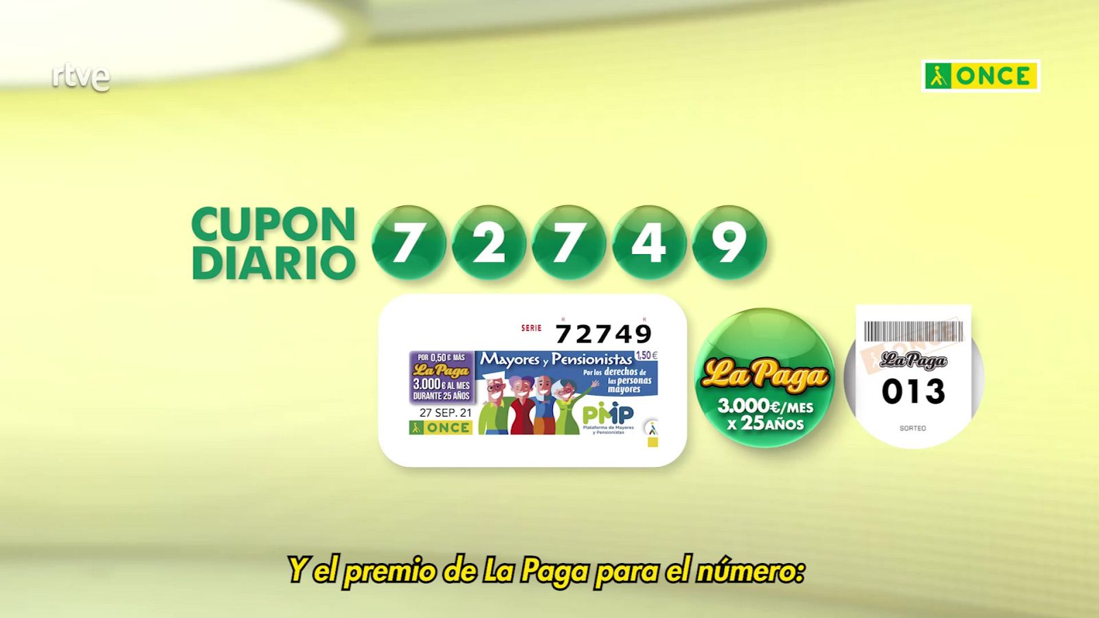 Sorteo ONCE - 27/09/21 - ver ahora