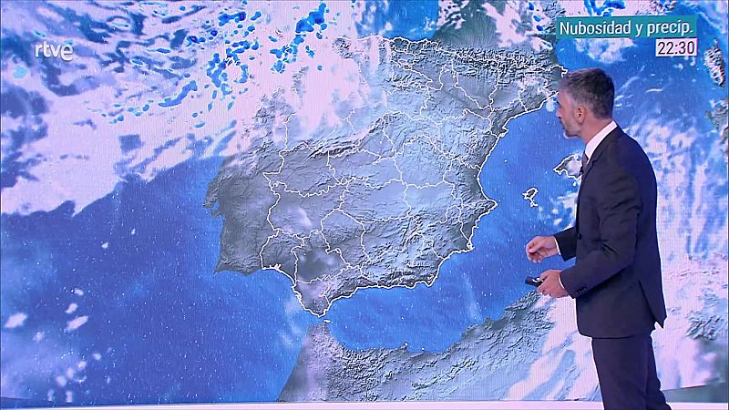 Temperaturas máximas en descenso en el Cantábrico, Pirineos, tercio oriental peninsular y, de forma localmente notable, en el área mediterránea y Canarias, sin cambios en el resto. Las mínimas bajarán en gran parte del país - ver ahora