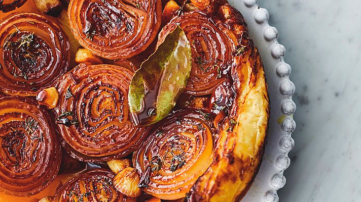 La cocina vegetariana de Jamie - Tarta de cebolla pringosa