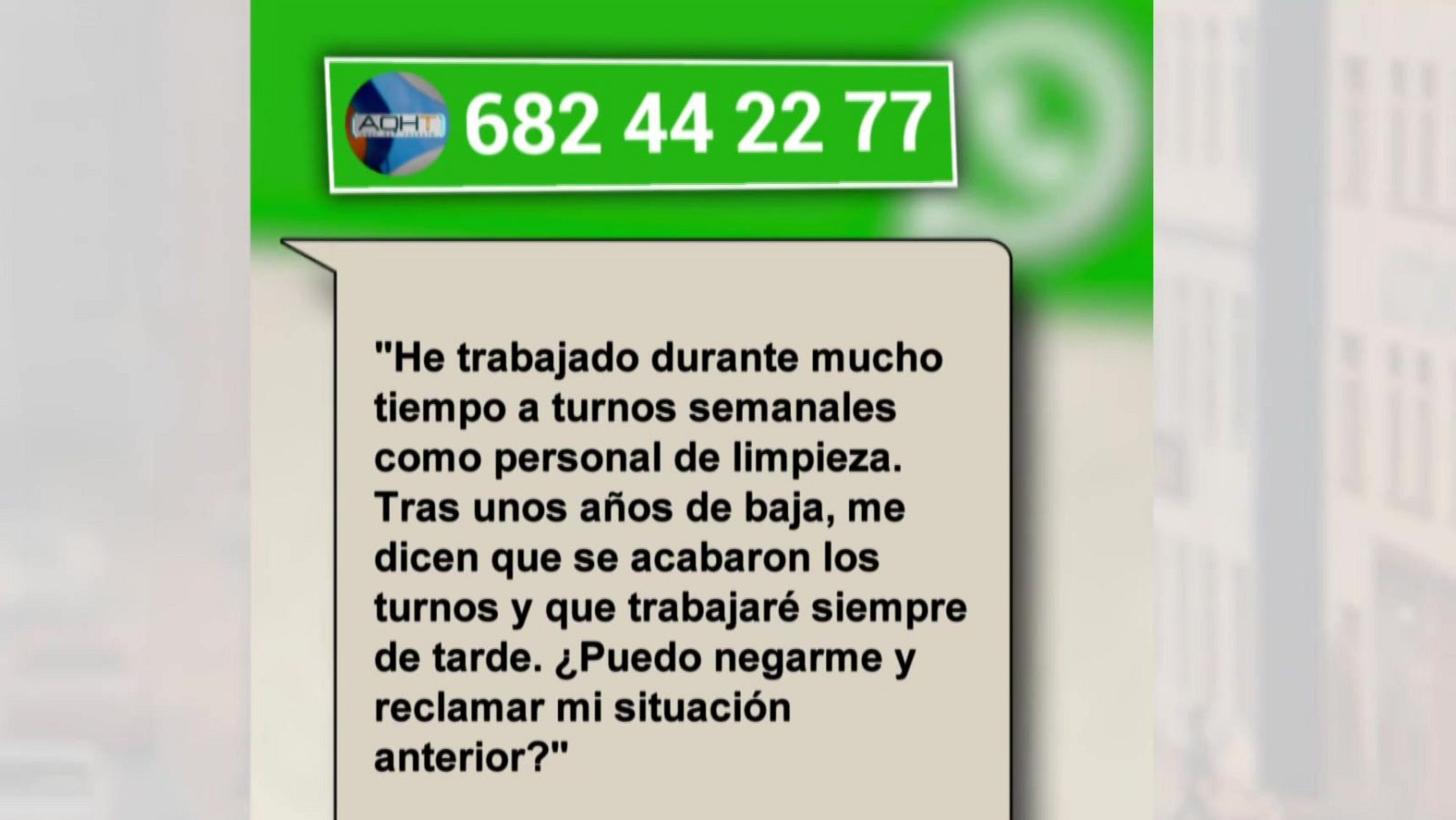 Aquí hay trabajo - No pueden cambiarte el turno en el que llevas años -ver ahora