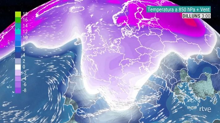  - Temperatura a 850 hpa (1.500 metres) prevista pels pròxims 7 dies