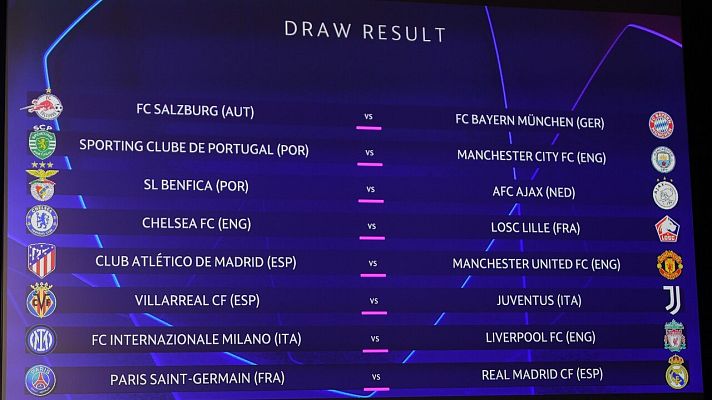 Telediario 1 - PSG-Real Madrid, Manchester United-Atlético y Juventus-Villarreal, polémico sorteo de octavos de Champions
