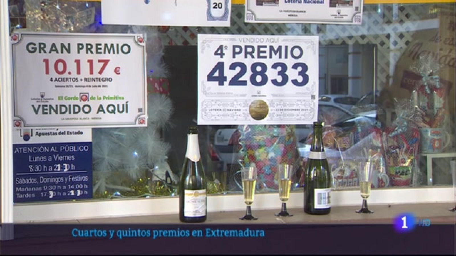 Cuartos y quintos premios en Extremadura - 22/12/2021