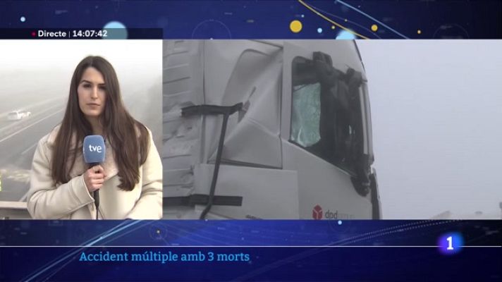 L'Informatiu - Tres víctimes mortals en un accident múltiple a l'AP-2 de Castelldans