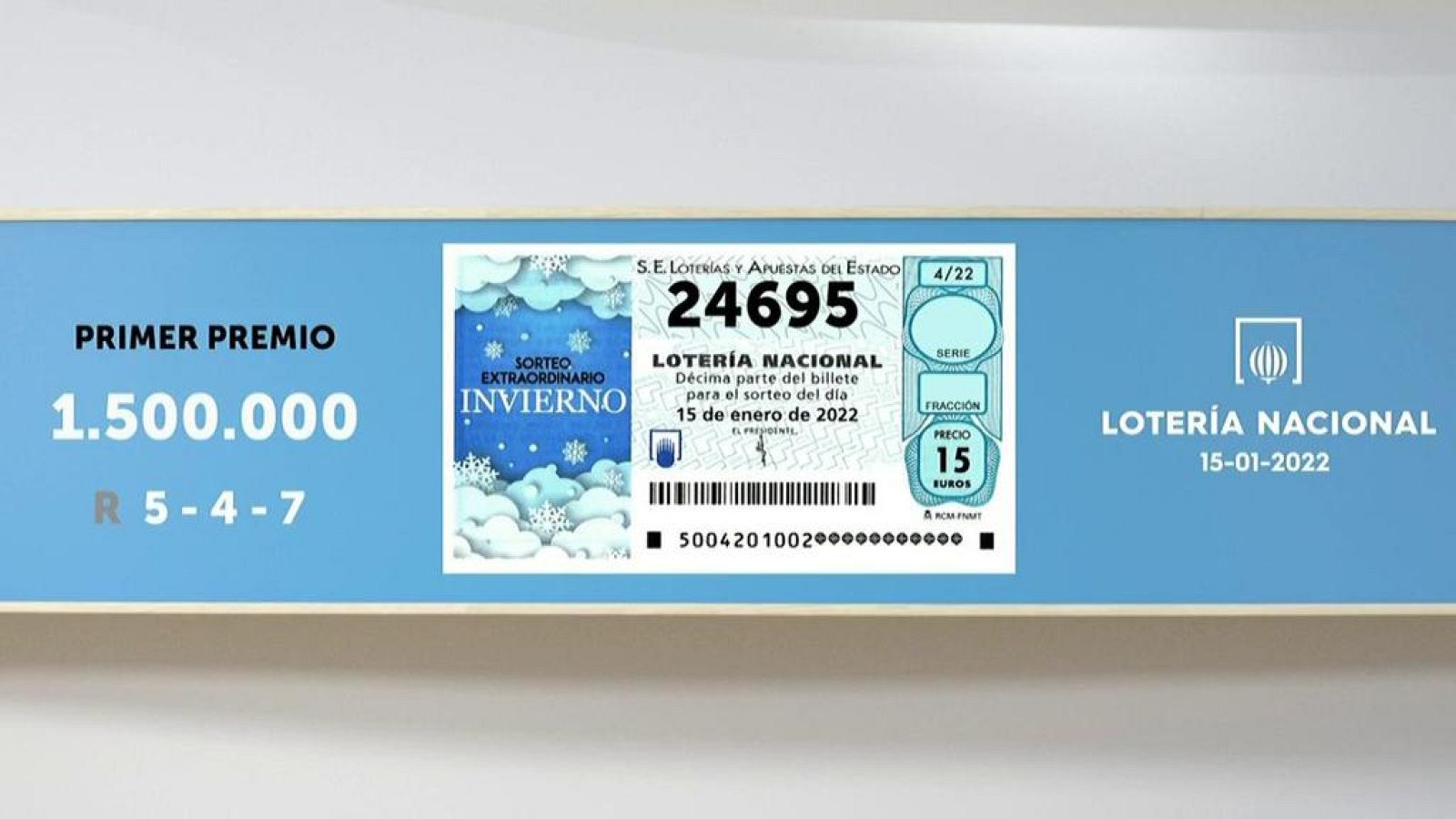 Sorteo de la Lotería Nacional del 15/01/2022 - Ver ahora