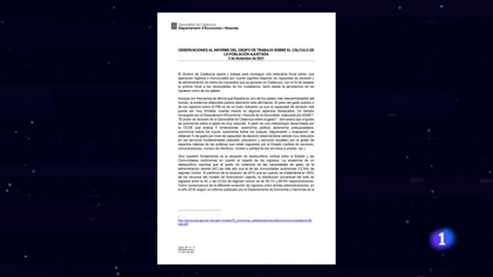 L'Informatiu - La Generalitat critica la nova fórmula de població ajustada del finançament