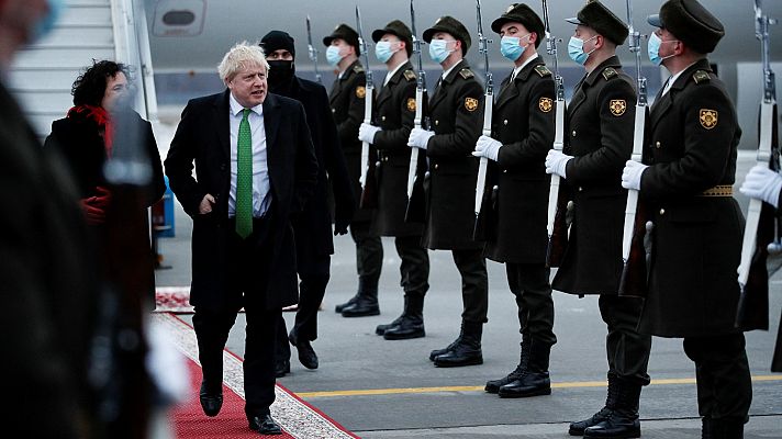 Telediario 1 - Johnson se reune con Zelenski para mostrarle su apoyo en la crisis ucraniana