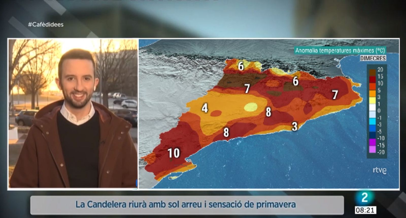 El Temps (02/02/2022)  -Al migdia les temperatures s'enfilaran fins els 17 a 24 ºC i ens haurem de treure les jaquetes i els abrics