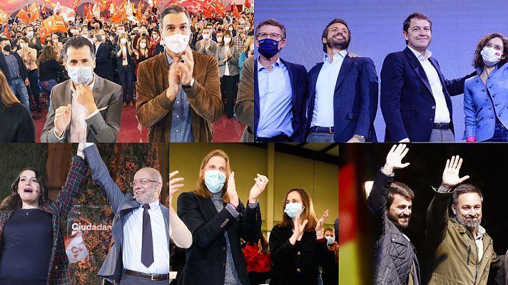 Telediario 2 - Los líderes nacionales se vuelcan en el 13F el último día de campaña y los candidatos se erigen como voto útil