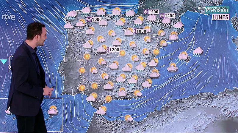 Intervalos de viento fuerte, con rachas muy fuertes, en el litoral de Galicia, área cantábrica y Pirineo occidental - ver ahora