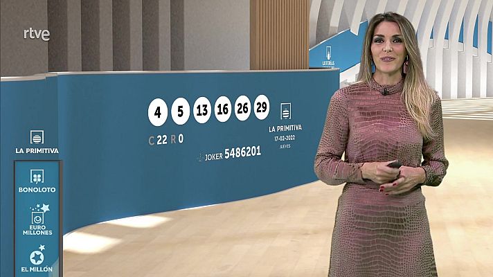 Loterías - Sorteo de la Lotería Nacional, Bonoloto, Primitiva y Jóker del 17/02/2022