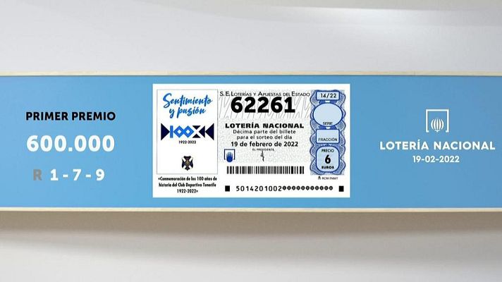 SELAE - Sorteo de la Lotería Nacional del 19/02/2022