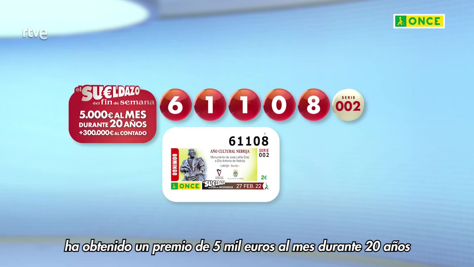 Sorteo ONCE - 27/02/22 - ver ahora