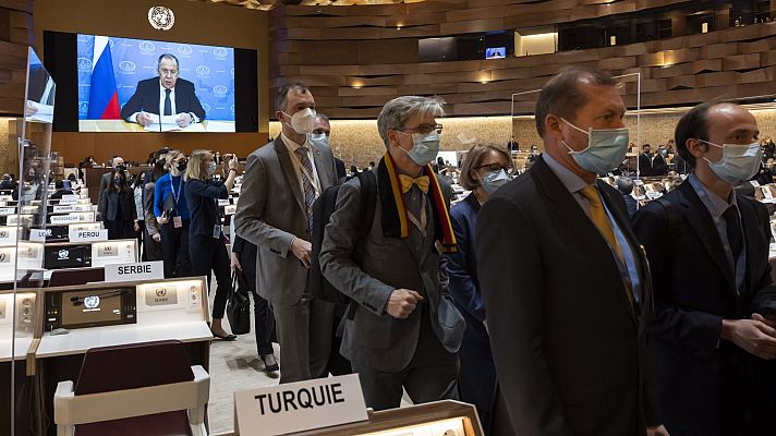 Telediario 2 - Boicot diplomático al ministro ruso de Exteriores en la ONU