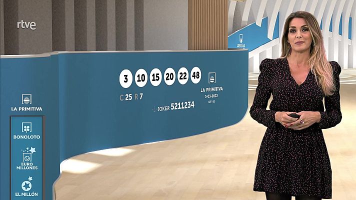 Loterías - Sorteo de la Lotería Nacional, Bonoloto, Primitiva y Jóker del 03/03/2022