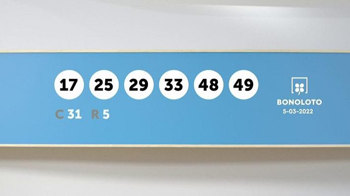 SELAE - Sorteo de la Lotería Bonoloto del 05/03/2022
