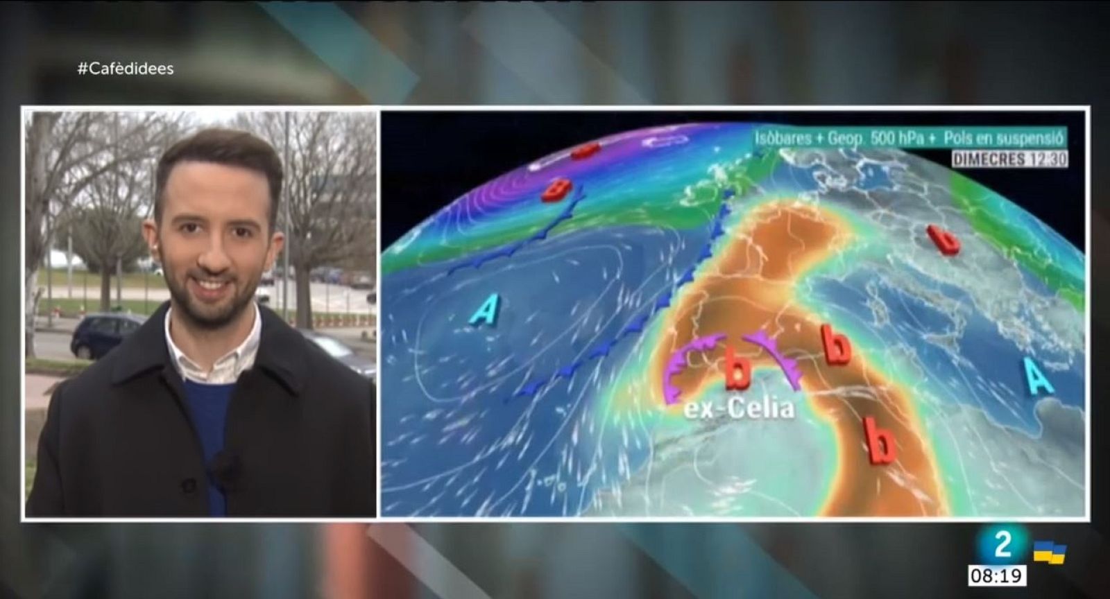 El Temps (16/03/2022) - Dimecres amb vent a la costa, mala mar, molts núvols, algun plugim i pols sahariana a la meitat oest