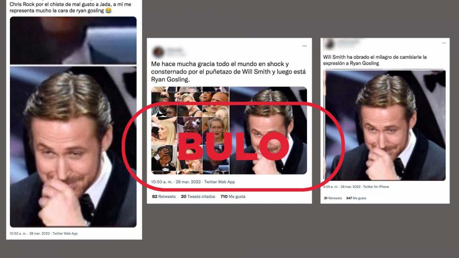 VerificaRTVE: esta reacción de Ryan Gosling es anterior al bofetón de Will Smith en los Oscar - Ver ahora