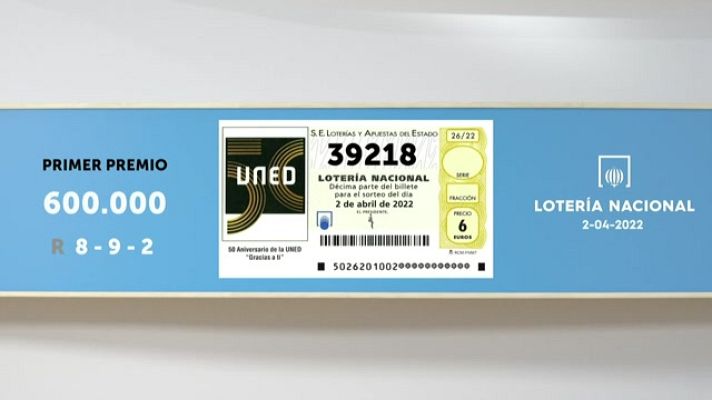 SELAE - Sorteo de la Lotería Nacional del 02/04/2022