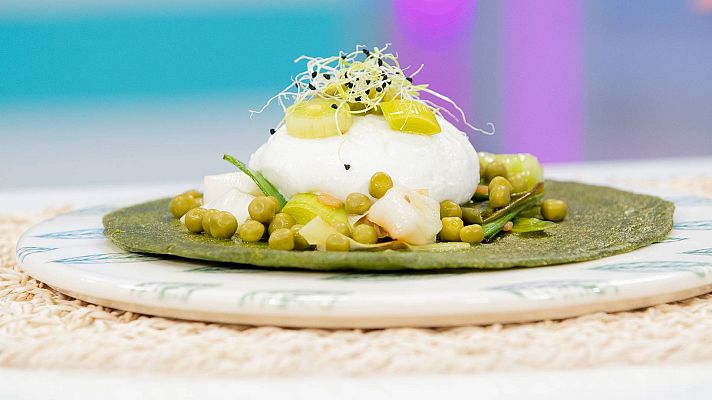 RTVE Cocina - Receta de crepes de guisantes con puerro y queso mozzarella