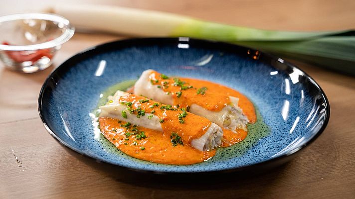 Menudos Torres - Receta de canelones de puerro rellenos de merluza
