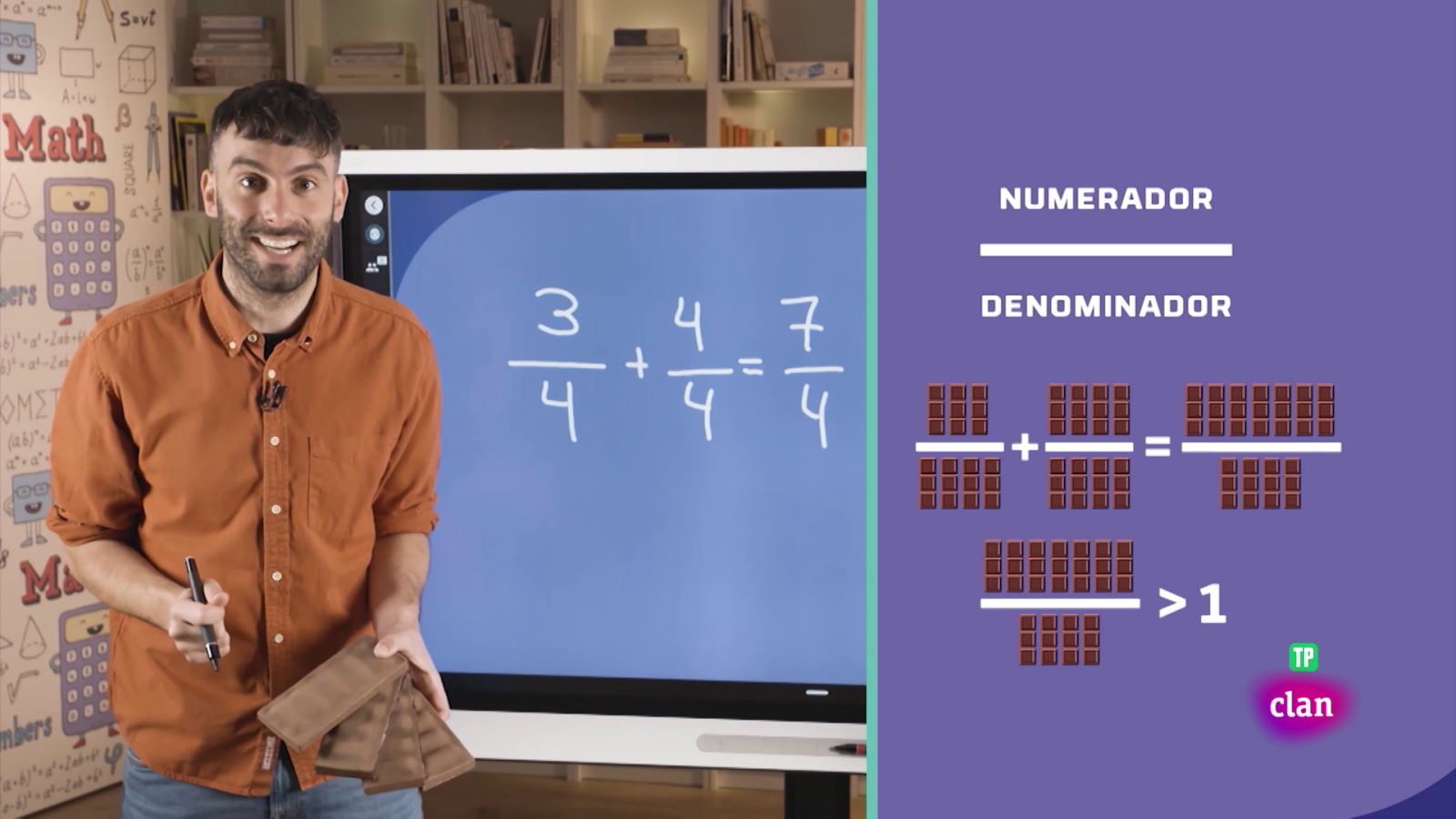MATEMÁTICAS - Fracciones de chocolate - Aprendemos en Clan | Ver