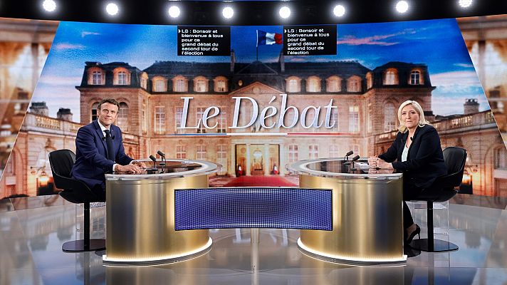 Telediario 1 - Macron y Le Pen cruzan acusaciones en un tenso debate