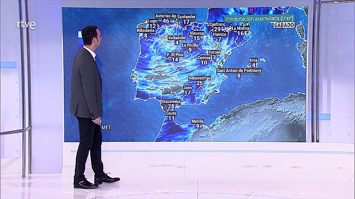 El tiempo - Precipitaciones localmente persistentes en el norte peninsular. Nevadas en la Cantábrica, Ibérica y Pirineos