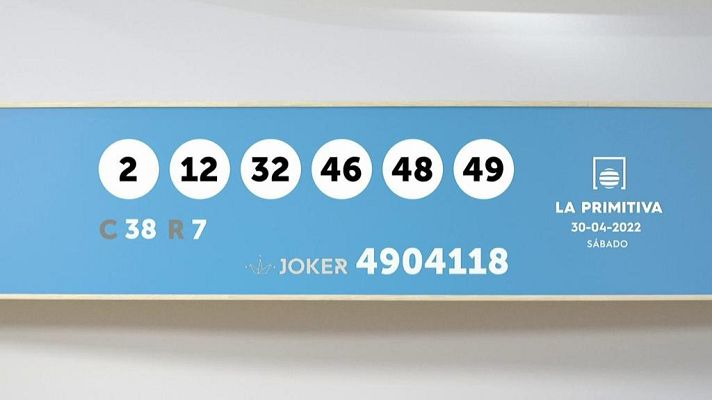 SELAE - Sorteo de la Lotería Primitiva y Joker del 30/04/2022