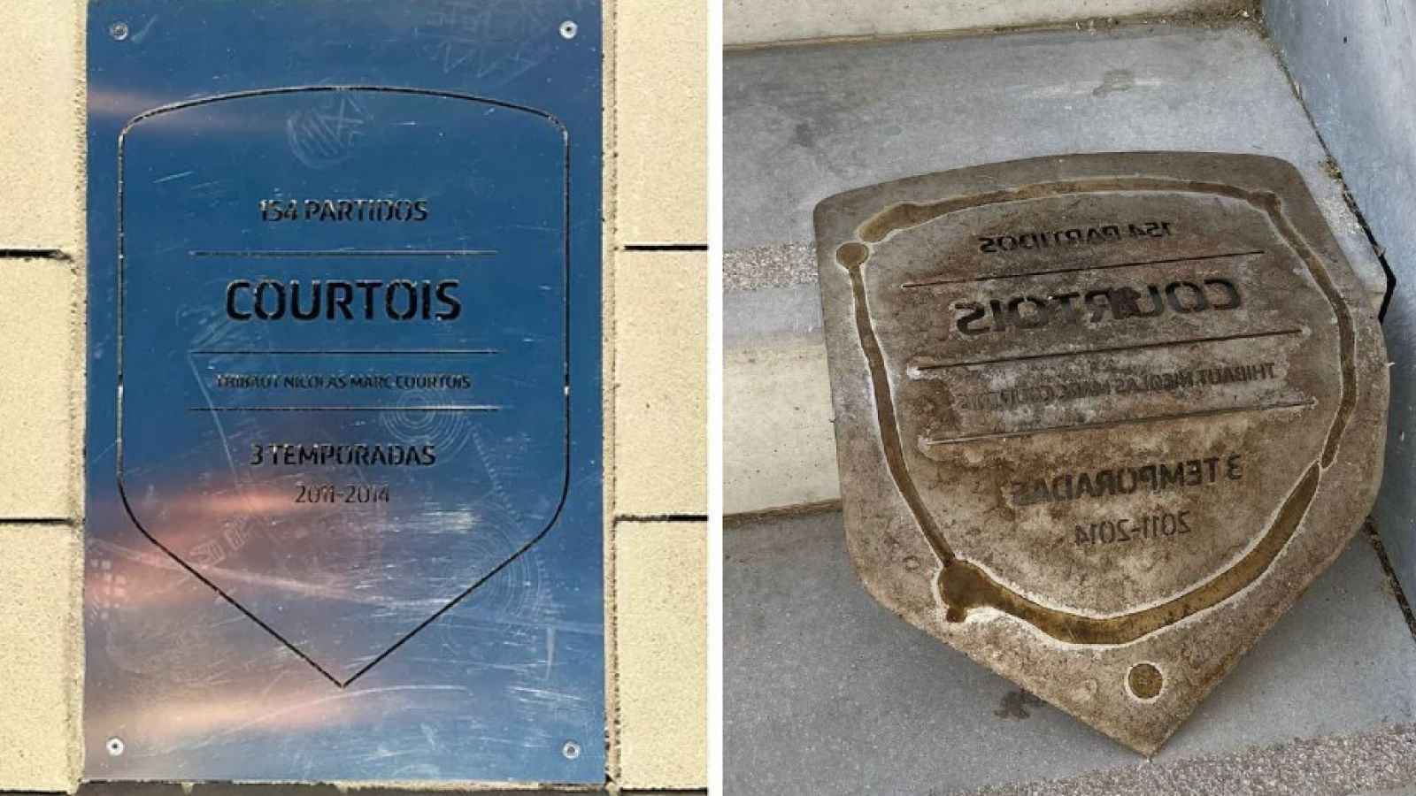 La placa arrancada de Courtois del paseo de leyendas atléticas | Ver