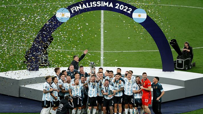 Fútbol - Argentina celebra el título de la Finalissima