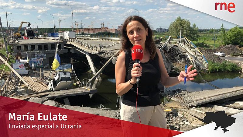 RNE en Ucrania | Irpín reconstruye el puente de acceso a la ciudad