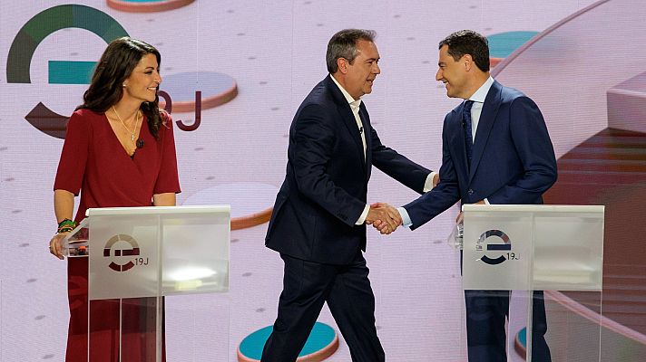 Especiales informativos - Espadas afea a Moreno que no sea claro sobre si pactará con Vox y este le contesta: "Usted si lo tiene claro, con siete partidos"