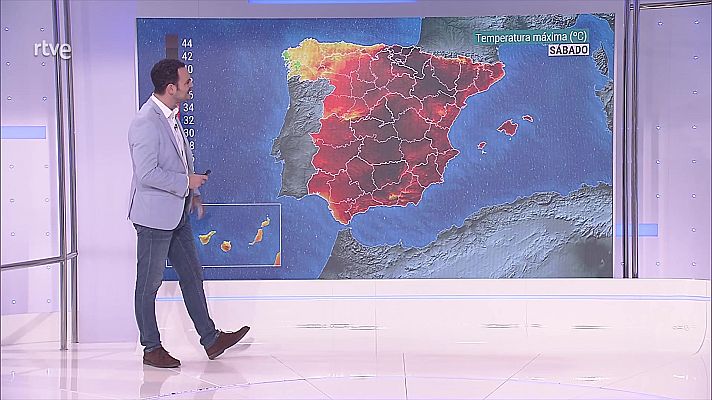 El tiempo - Chubascos y tormentas localmente fuertes en áreas de la mitad norte peninsular. Temperaturas altas en la mitad oriental de la Península y Baleares, sobre todo en el valle del Ebro