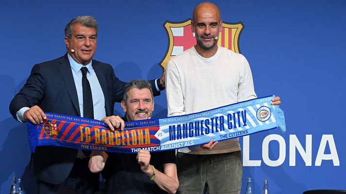Telediario 1 - Guardiola y Laporta, juntos de nuevo en apoyo a la lucha contra la ELA de Unzué