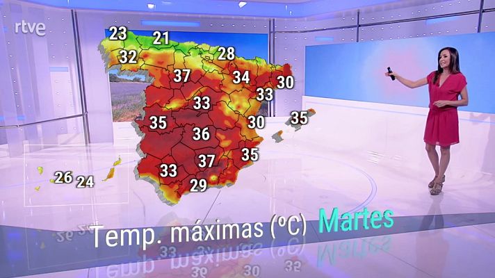 El tiempo - Posibilidad de tormentas localmente fuertes en el interior del cuadrante sureste peninsular. Temperaturas altas en zonas del tercio oriental peninsular y Baleares