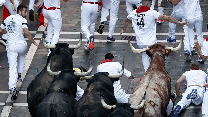 Sptimo encierro de los Sanfermines 2022 con toros de Victoriano del Ro