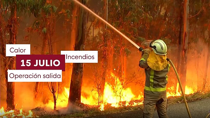 Telediario 1 - La ola de calor dificulta la operación salida y agrava los incendios