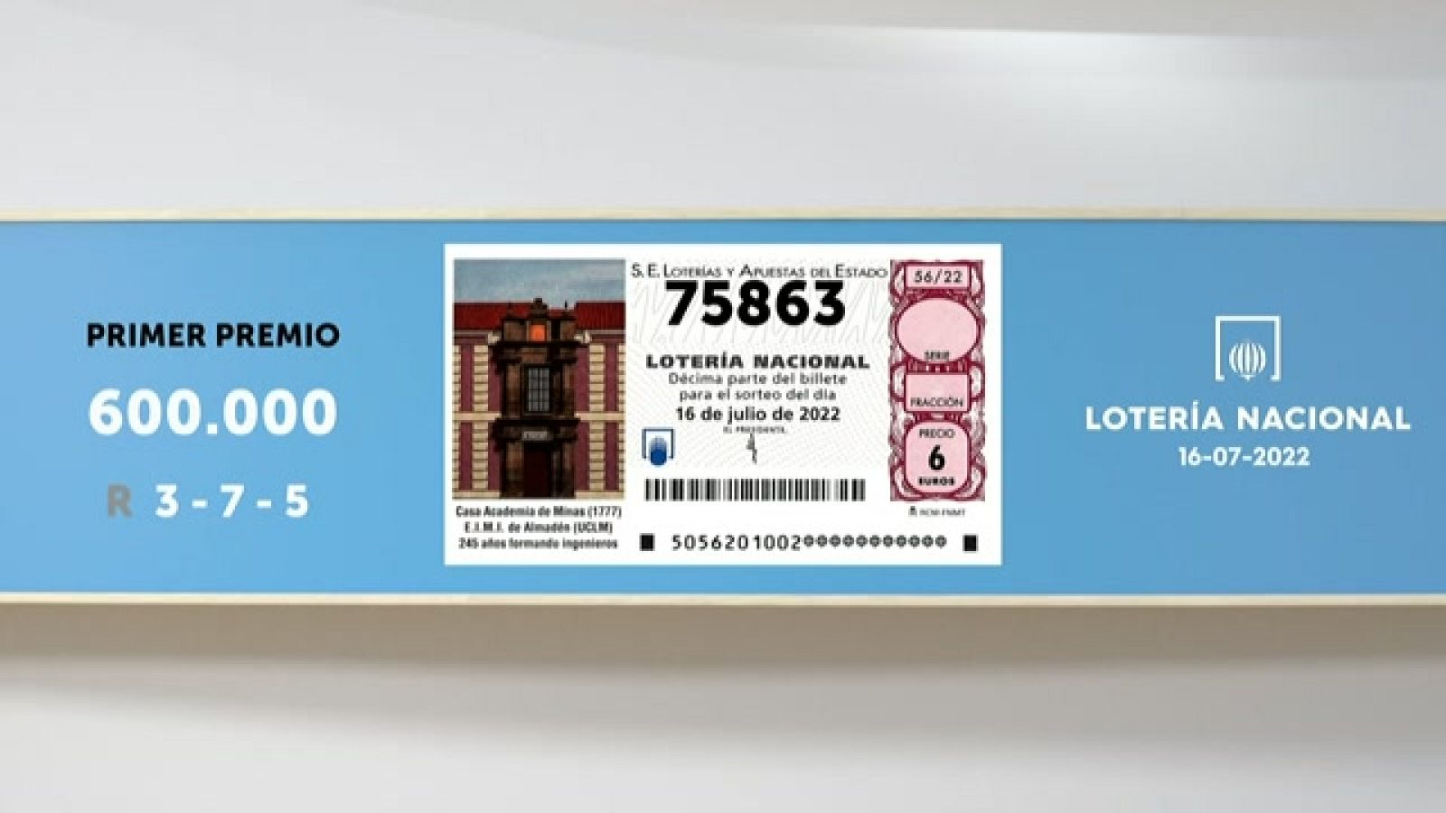 Sorteo de la Lotería Nacional del 16/07/2022 - Ver ahora