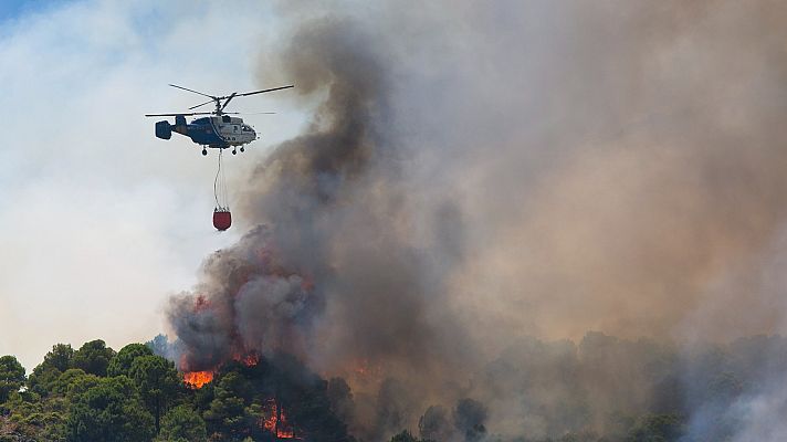 Telediario Fin de Semana - Siguen sin control los incendios en Mijas, Cáceres, Castilla y León y Galicia